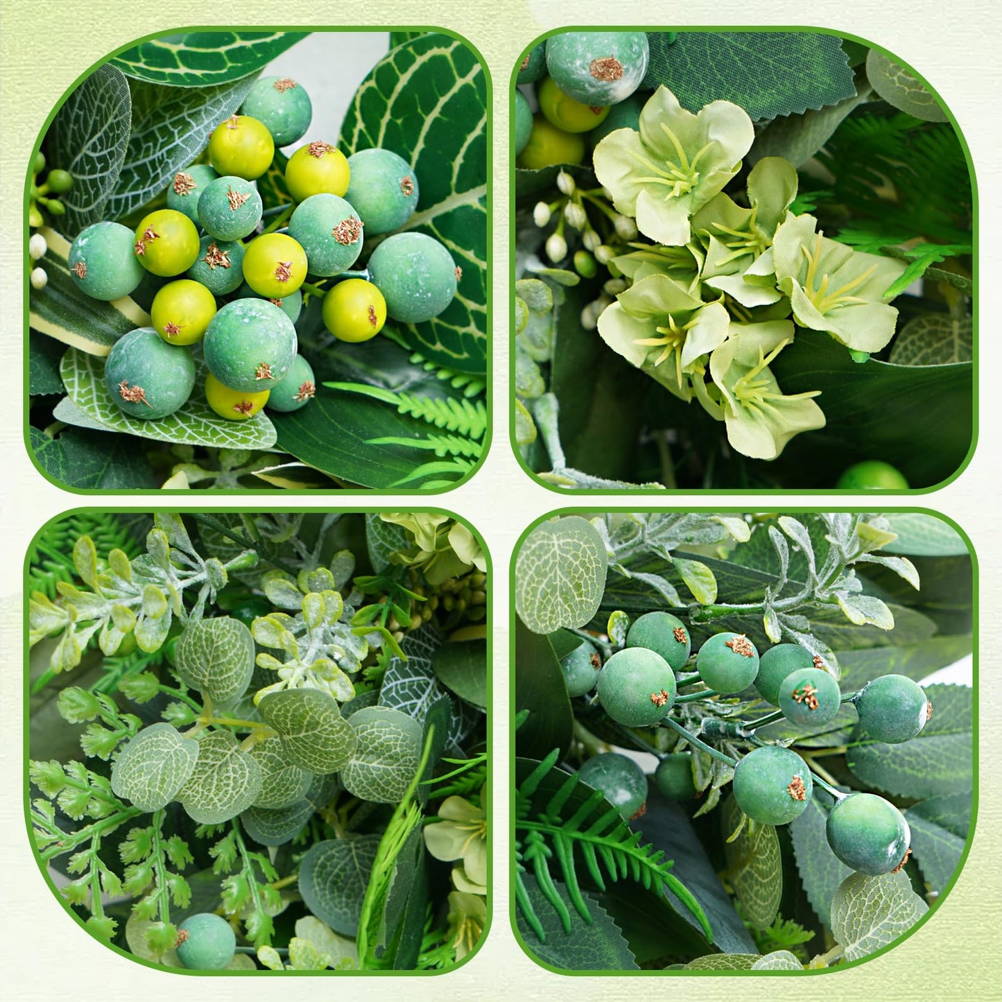 Rimalo 26 Inch Green Wreath for Front Door - Artificial Greenery Wreath with Berries, Indoor Outdoor All Season Year Eucalyptus Wreath for Farmhouse Home Decor, Spring Summer Fall Winter