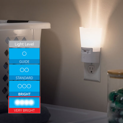 GE Ultrabrite Dimmable Sconce LED Night Light GEPlug-In, Energy Efficient, Dusk-to-Dawn Sensor, Adjustable Brightness, Ideal for Bedroom, Bathroom, Hallway, Nursery, White, 45123, 1 Pack,