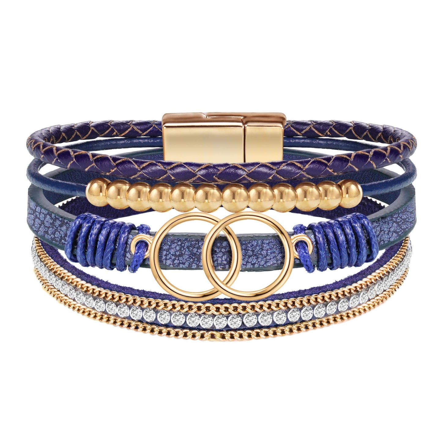 Btysun Best Friend Birthday Gifts for Women, Blue Leather Bracelets for Women Inspirational Boho Gift for Her Wrap Bracelet for Sister Daughter Christmas Stocking Stuffers Jewelry