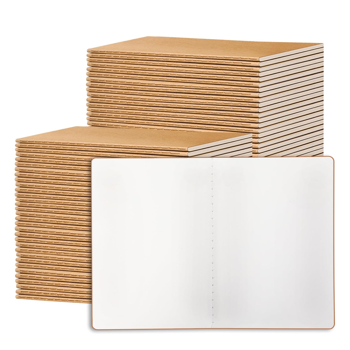 72 Pack Blank Kraft Notebooks, 8.3x5.5 Inches A5 Small Journals Bulk Blank Notebooks 80 Gsm Unlined with 60 Pages A5 Subject Notebooks Traveler Journal Set for Adult Students Back to School Supplies