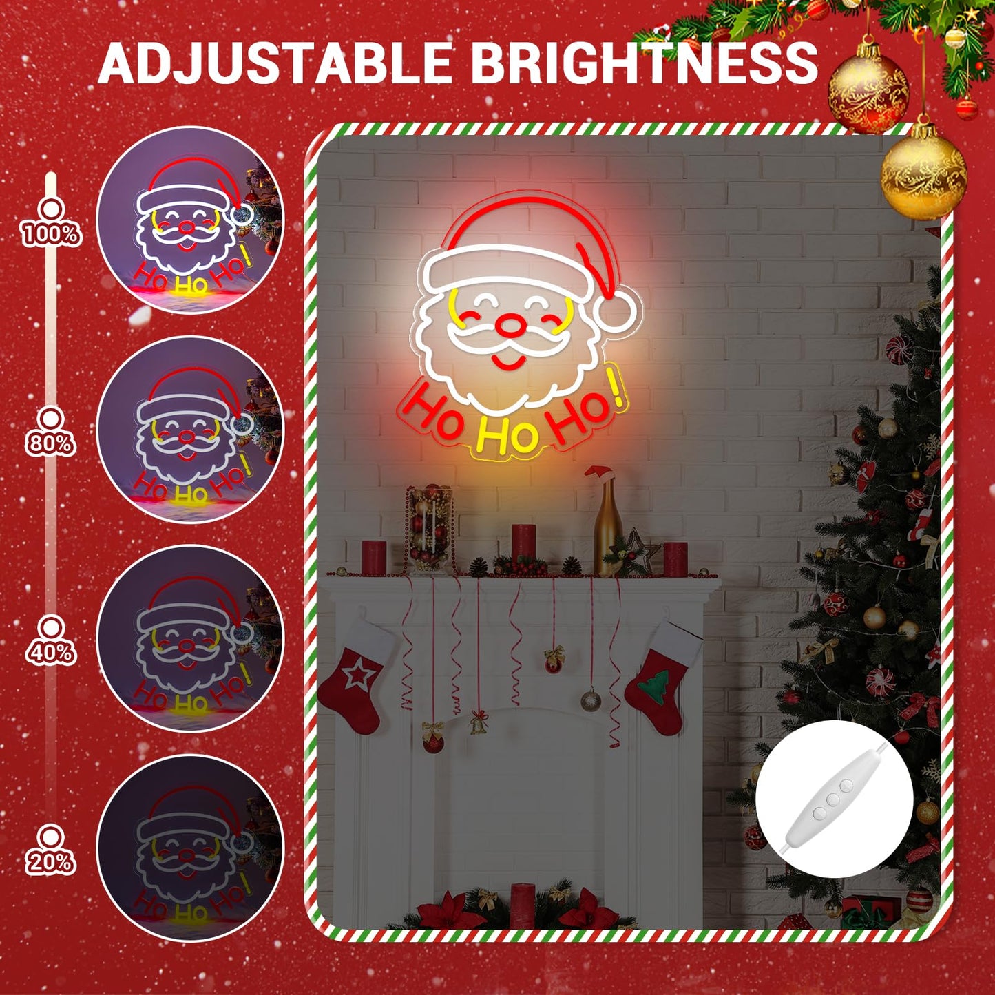 LMHSE Neon Christmas Sign, 14.8" x 13.4" Acrylic LED Neon Sign for Window Lights Bedroom Living Room Home Holiday Decorations