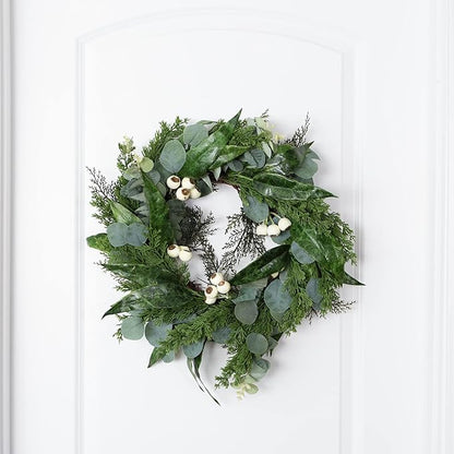 Eucalyptus Wreath - 20-Inch Artificial Spring, Summer, or Fall Wreath for Home Decor - Wreaths for Indoors or Covered Patio Use Only by Pure Garden