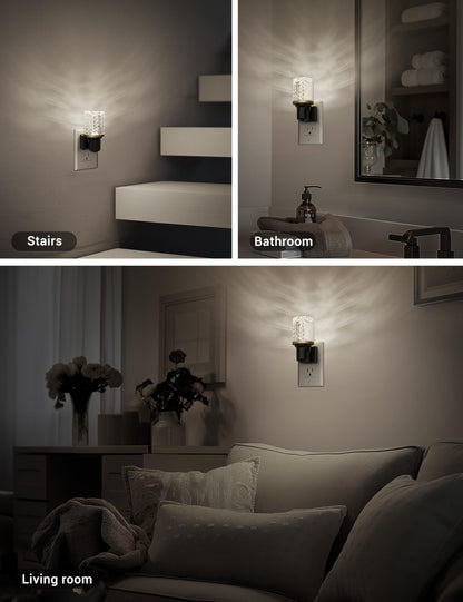 JandCase LED Night Light, Dimmable Night Lights Plug into Wall, Modern Nightlight with Auto On Off Light Sensor, 3000K Soft White Night Light 0-100LM Brightness for Bathroom Hallway Bedroom Decor