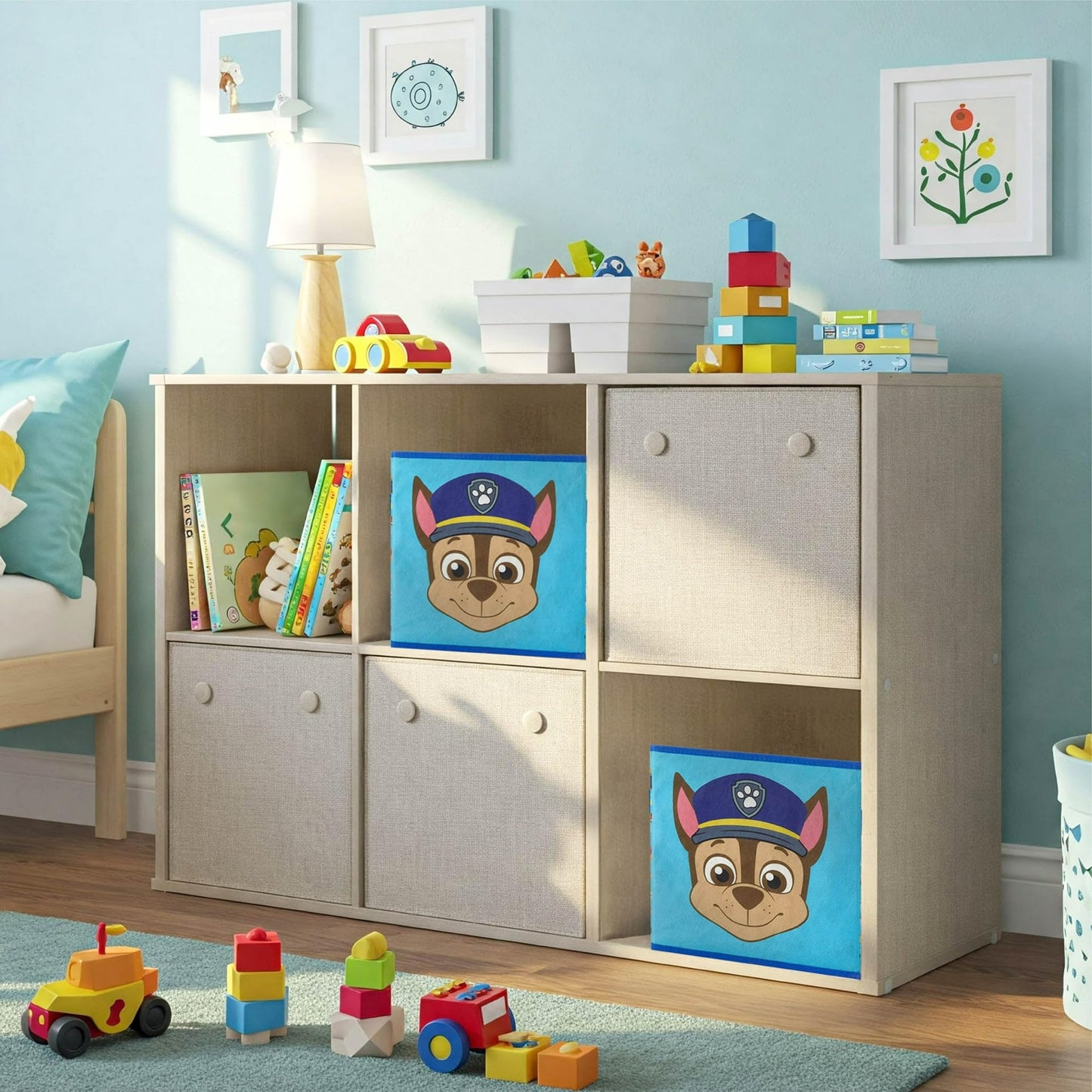 Nickelodeon Paw Patrol Kids Storage Cubes, 2 Pack Foldable Fabric Bins with Handles, Collapsible Organizer Boxes for Bedroom, Playroom & Nursery, Durable Kids Storage Solution