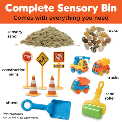 Creativity for Kids Sensory Bin: Construction Zone Playset - Preschool Learning Activities, Excavator Toys for Boys Ages 3-5+, Outdoor Toys and Gifts for Kids