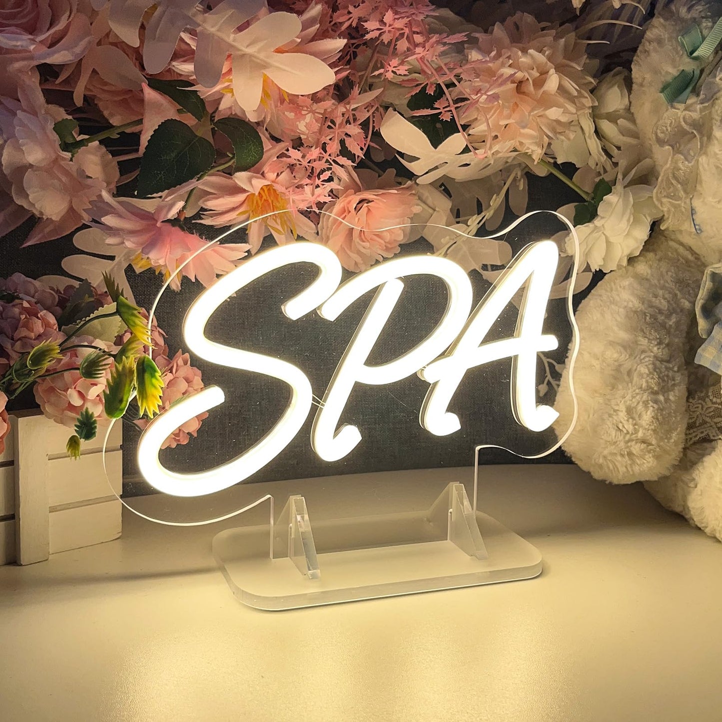 SPA Table Number Neon Sign Desk Lamp Night Light Wedding Letter LED Neon Sign Wedding Table Decorations Neon Light Shop Bedroom Home Room Decor Christmas Party Warm White USB 25×15CM