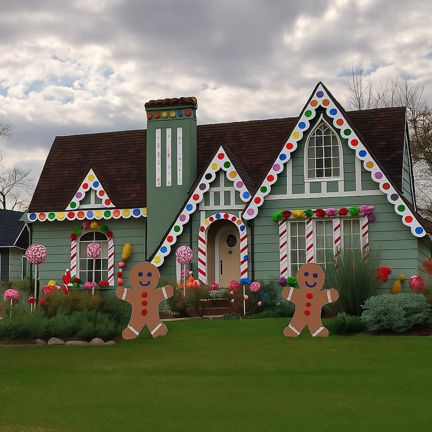 Tudomro 23 ft Outdoor Christmas Gingerbread House Decorations Gingerbread Roof Porch Door Window Banner with Viscose Xmas Roof Trim for Xmas House Winter Holiday Party Decor