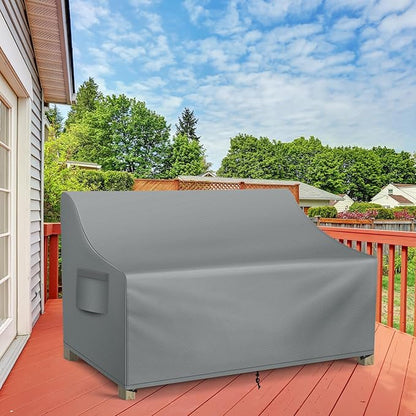 WLEAFJ Patio Sofa Cover Waterproof, 2-Seater Patio Loveseat Cover, Heavy Duty Outdoor Couch Cover, Outdoor Furniture Covers with Air Vent, 60’’ W x 34’’ D x 30’’ H, Grey