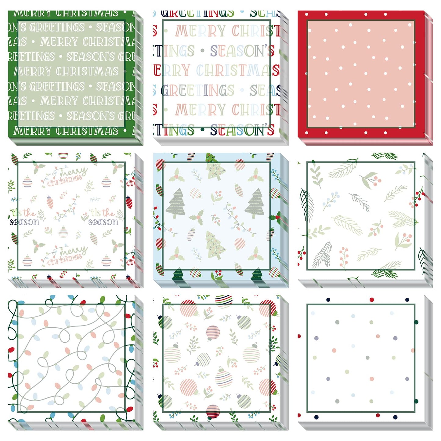 9 Pieces Christmas Sticky Note Self-Adhesive Merry Christmas Note Pads with Christmas Tree Christmas Lights Balloon Memo Notes for Xmas School Office Home Supplies Students Teachers Present