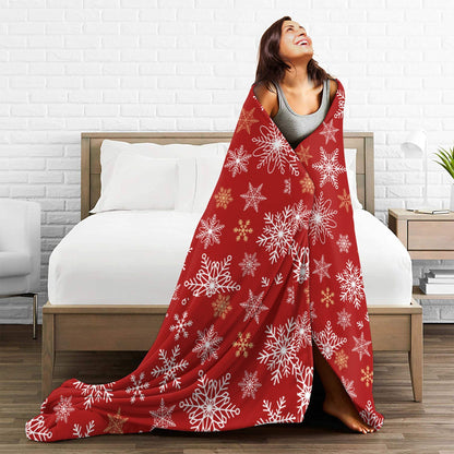 50x60 Soft Plush Warm Fleece Winter Christmas Snowflakes Throw Blanket