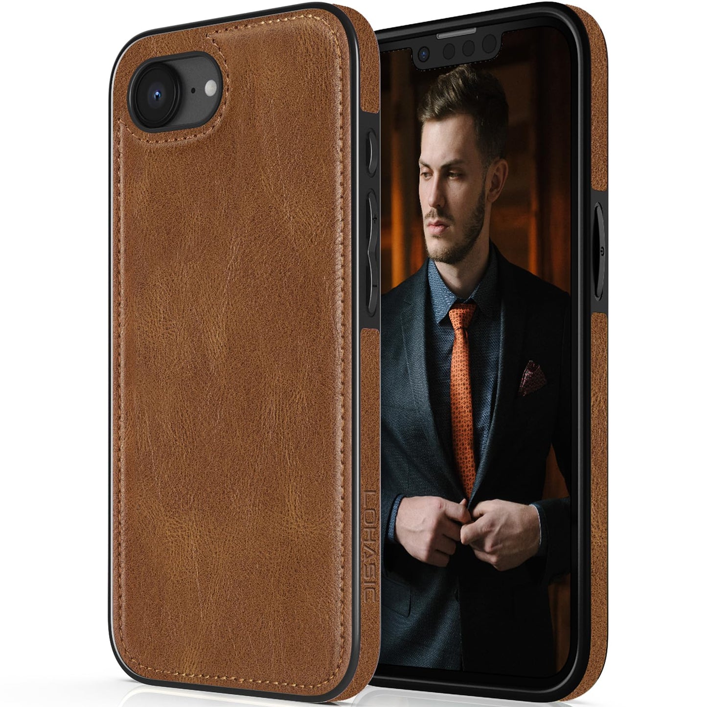 LOHASIC for iPhone 16e Case for iPhone 17e Case, Luxury Leather Soft Back Cover Full Body Protective Women Men Phone Shockproof Cases for iPhone iPhone 16E/17E 6.1'', Brown
