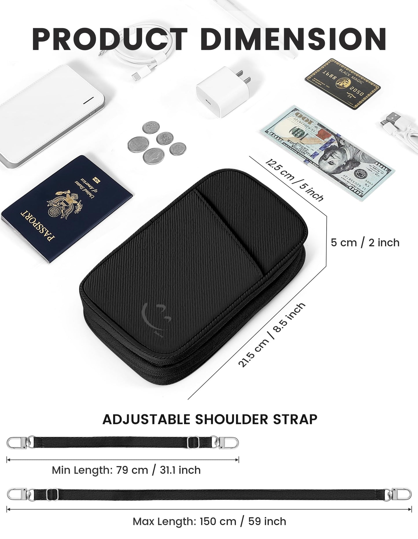 Travelkin 2-in-1 Passport Holder & Travel Organizer for Family with RFID Blocking, Multiple Passport Wallet for Men Women, Travel document holder for Credit Cards, Cash, and Electronic Essentials