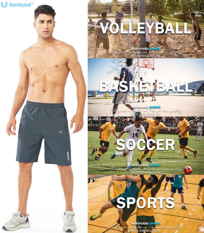 NORTHYARD Men's Athletic Running Shorts Gym Workout 7"/9"/5" Quick Dry Lightweight Sports Basketball Tennis 3 Zipper Pockets COOLGREY-9inch L