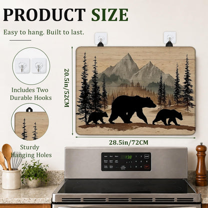 Bear Stove Top Cover Glass Cooktop Heat Resistant Cover,Mountain Forest Ceramic Stove Top Covers Mat Prevents Scratching Stoves/Counter/Washer Protector,28.5x20.5 in