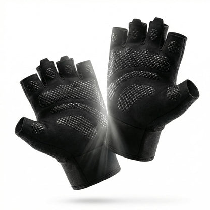 sunnex Gym Gloves for Men & Women - Breathable Weight Lifting Gloves with High-Grip Silicone Padding, Fingerless Workout Gloves for Cycling, Rowing, Pull Ups & Strength Training (Black, Small)