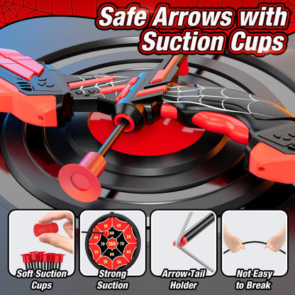 HYES Bow and Arrow for Kids, LED Light Up Archery Set with 12 Suction Cup Arrows, 1 Hanging Target, 3 Score Targets & 1 Quiver, Indoor Outdoor Sport Gifts for Boys Girls Ages 4-12, Black