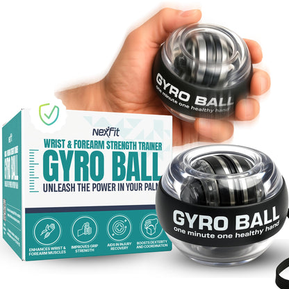 Nexfit Torque Ball Hand Exerciser - Wrist Power Gyro Ball & Forearm Exerciser – Premium Wrist Strengthener for Fitness, Rehab, Stress Relief & Dexterity Training – Portable, Gift-Ready for Adults (Black)