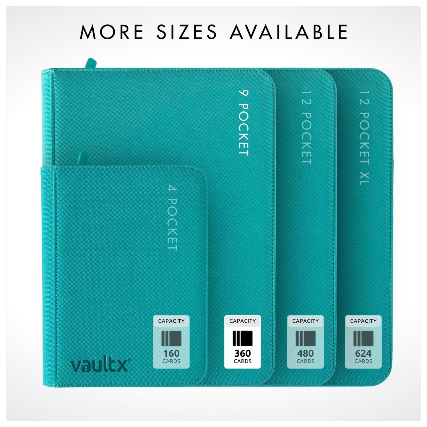 Vault X 9 Pocket Trading Card Zip Binder, 360 Cards, Premium Exo-Tec Album Material, 20 Side-Loading Pages, Folder for Collectible Games, Sports, TCG (Teal)