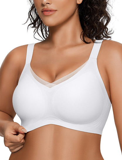 OEAK Womens Wireless Bras V Mesh Comfortable Bralette Supportive Tshirt Bra No Underwire Seamless Push Up Everyday Bras