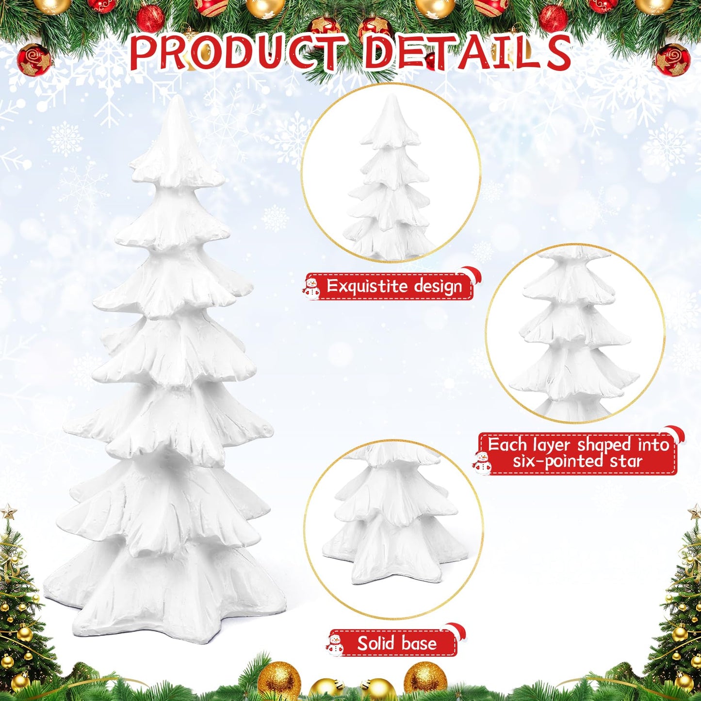 4-Piece White Christmas Tree Figurines and Resin Elk Sculpture Winter Reindeer Decor Resin Christmas Trees,Tabletop Tree Artificial Animal Crafts for Indoor Home Decor,Tabletop Mantle Cabinet Desktop