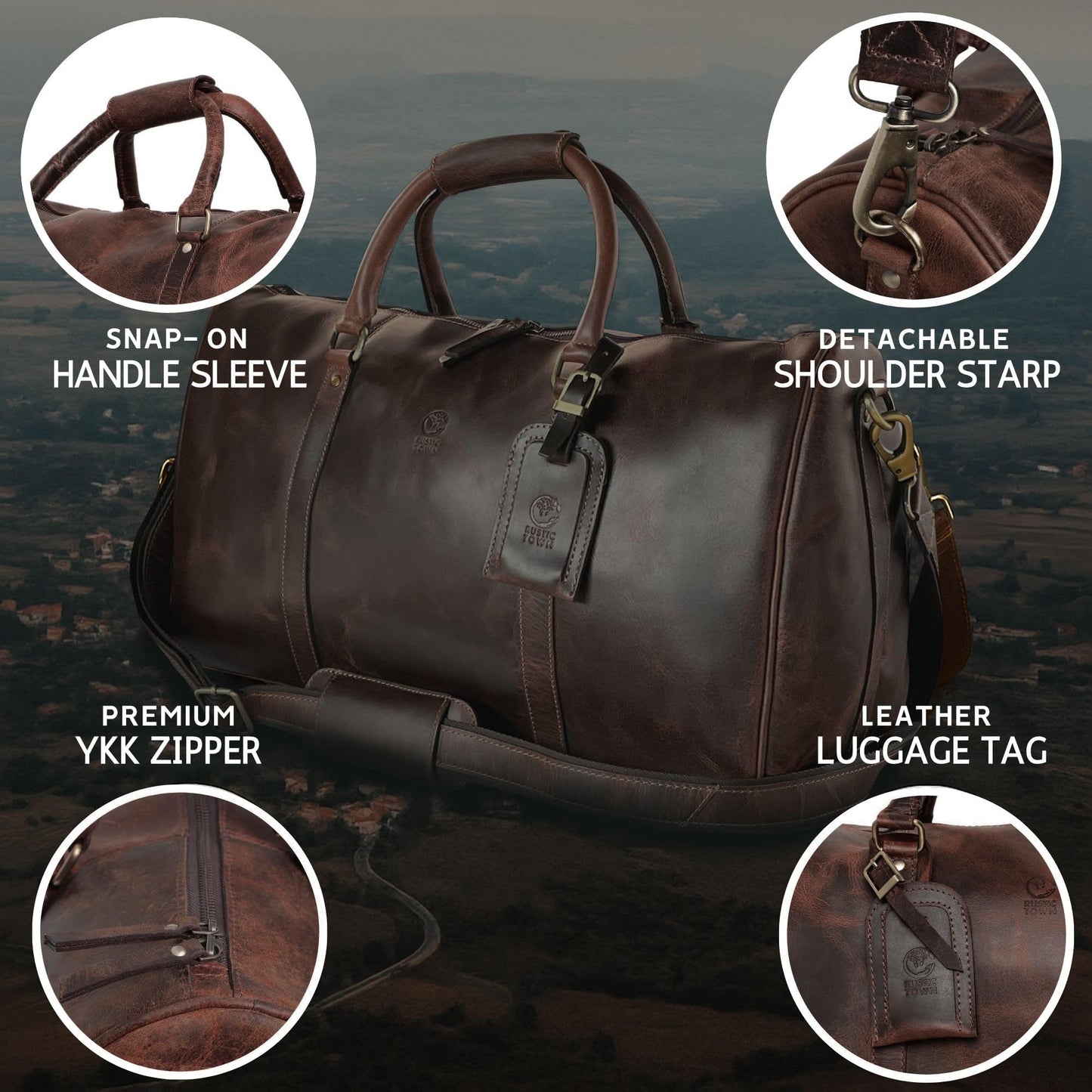 Men's Leather Travel Bag - Weekender Sports Travel Shoulder Bags Aeroplane Hand Luggage Men Duffle Bag (Large), Mulberry, L, leather duffel bag