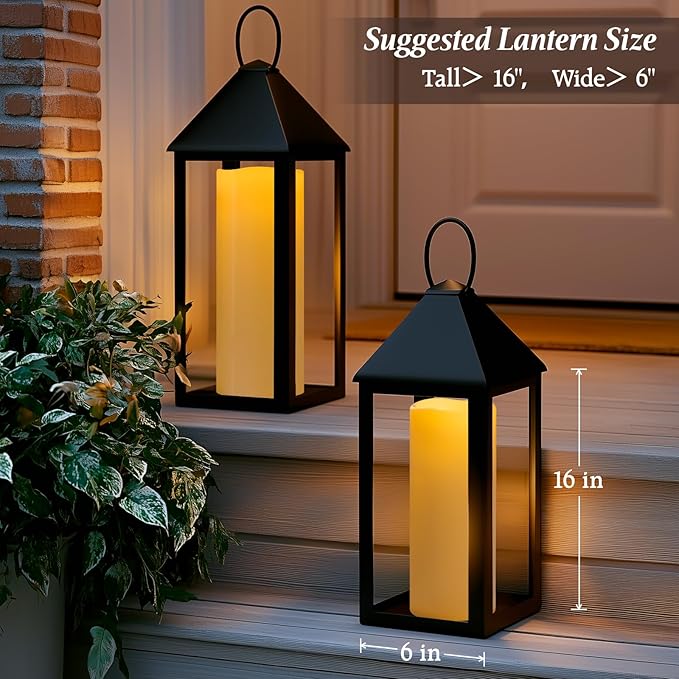 4" x 14" Ivory Large Waterproof Outdoor Flameless Candles Battery Operated LED Flickering Pillar Candles with Remote and Timer for Indoor Outdoor Lanterns, Long Lasting, Set of 2