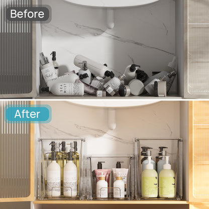 Vtopmart 4Pack Large Stackable Kitchen Pantry Storage Drawers, Clear Organizer Bins with Handles, Acrylic Drawer Organizers for Kitchen Pantry, Bathroom Undersink, Cabinet Organization and Storage