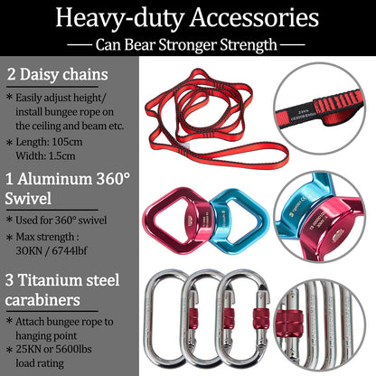 DASKING Natural Latex Resistance Bands Set - 3-Level for Suspension Trainer for Home Gym, Yoga & Recovery (Adjustable Harness, Exercise Guide)