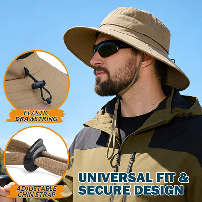 Men's UPF 50+ Waterproof Wide Brim Boonie Hat, Sun & Rain Protection Camel