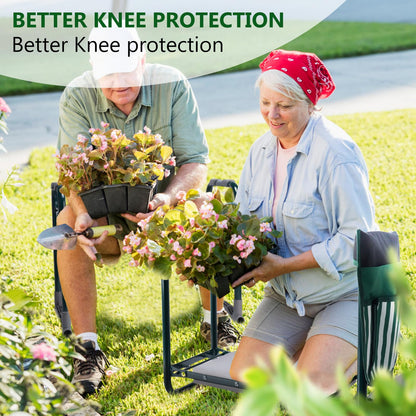 Lineware Garden Kneeler and Seat with Upgraded Widened 10 Inch Thick Kneeling Pad,Garden Kneeler Stool Heavy Duty,Folding Garden Chair, Bench Stool with 2 Tool Pouches Gifts for Parent