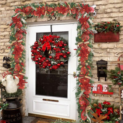 prelit 6 feet Christmas Garland with 30 LED Lights,Buffalo Plaid Christmas Decoration,Holiday Mantel Garland,red and Black Xmas Porch Decor,Fireplace Decor,Lighted Farmhouse Garland with Timer