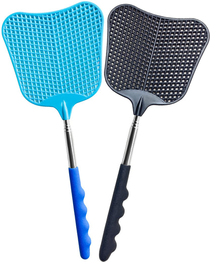 CUNCUI Fly Swatter Set of 2, Telescopic Fly Swatters-Black & Blue