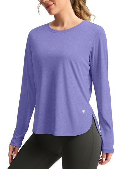 Women's Sun Shirts UPF 50+ Long Sleeve UV Protection Shirt Lightweight Quick Dry Workout Hiking Tops for Women(Heather Purple,M)