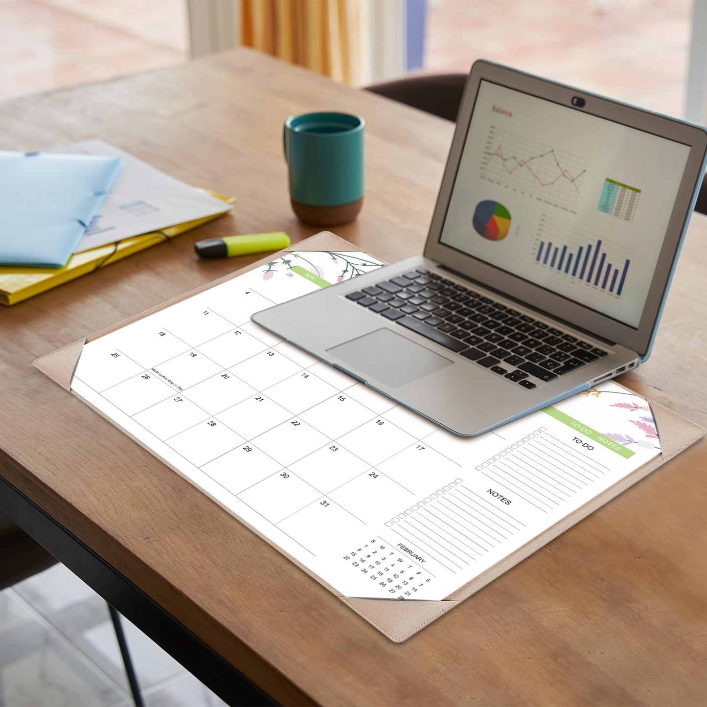 Desk Calendar 2026 with Desk Mat – 22" x 17" Large Desk Pad Calendar Runs from January 2026 to June 2027, Floral Design Desktop Calendar with To Do List, Personal Desk Calendar Planner for Home, Office