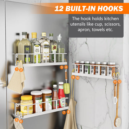 Spice Rack Wall Mounted 3 Pack, Space-Saving Spice Organizer for Spice Jars and Seasonings,Screw or Adhesive Hanging Spice Rack Organizer for Your Kitchen Cabinet,or Pantry Door