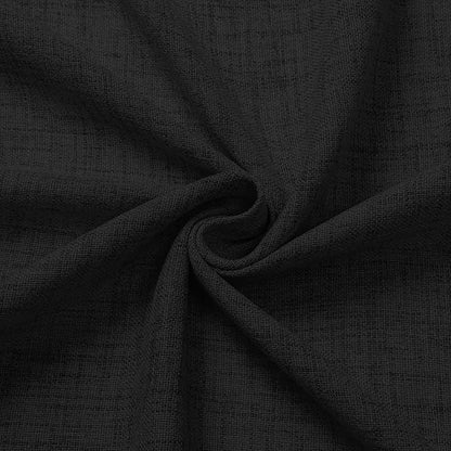 Tollpiz Short Linen Curtain Living Room Rod Pocket Semi Sheer Curtains Burlap Light Filtering Thick Linen Drape for Bedroom, 54 x 45 inches Long, Black, Set of 2 Panels