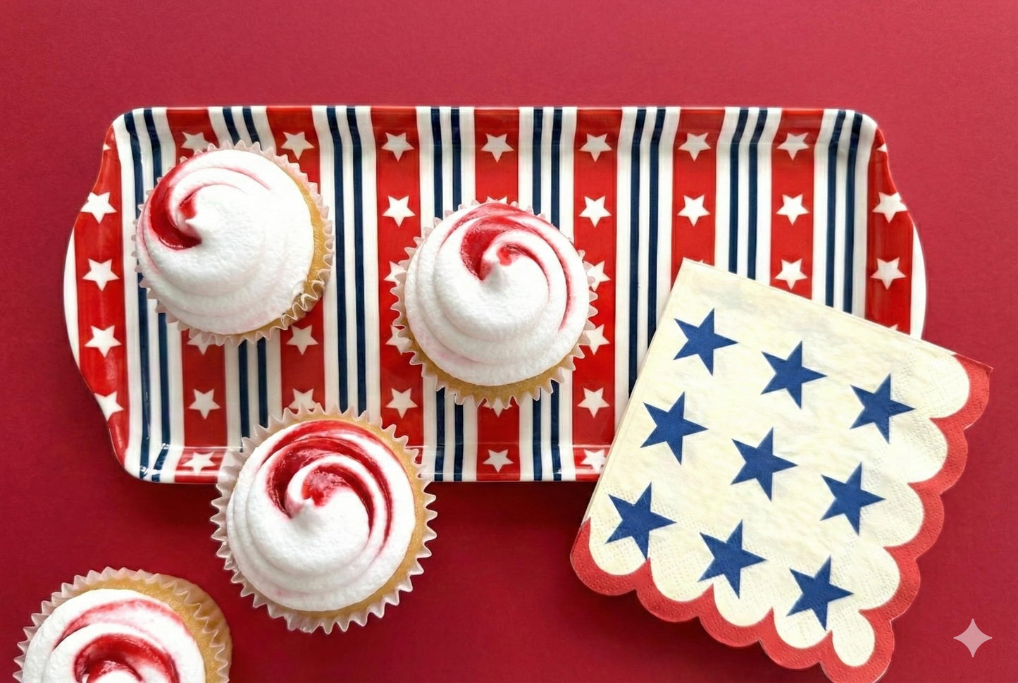 Sprinkles & Confetti Red White & Blue Stars & Stripes Melamine Serving Tray | The Go-to Patriotic Platter for 4th of July, Memorial Day, Summer Parties & Hosting | BPA-Free & Reusable