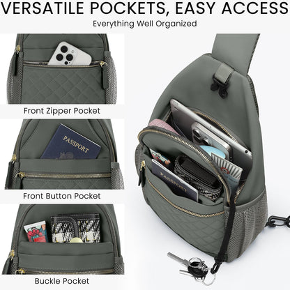 Vankor Small Crossbody Purses Bags for Women Men Travel, Chest Sling Bag Women Casual Cross Body Bag for Woman Sling Backpack Army Green