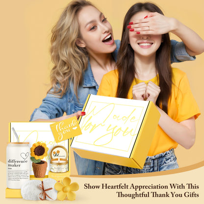 Geelfland Thank You Gifts for Women, Teacher Appreciation Gifts, Thank You Gift Baskets for Women Friends Teachers Coworkers Boss Nurse Mom Employees with Thank You Cards