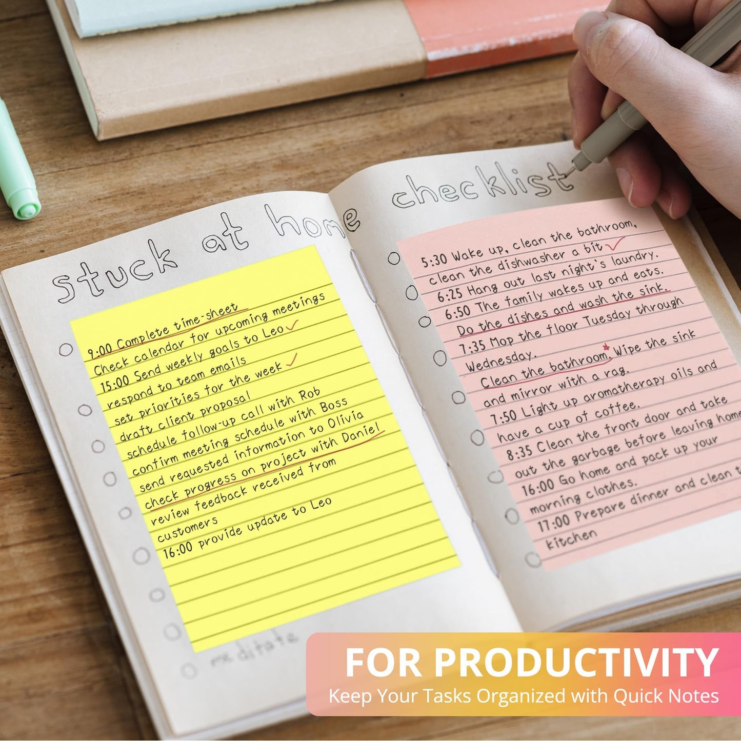 Lined Sticky Notes, 24 Pads, 4x6 Inches, Large Sticky Notes with Lines, Memo Note Pads in Multi Colors, 30 Sheets/Pad, Super Sticking Power for Office ＆ Home & Planning - Bright