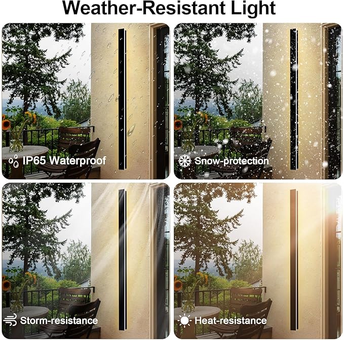 59 Inch Outdoor Wall Lights 2 Pack, Linear Wall Sconce LED Outdoor Wall Lamp Modern 3000K Wall Mount Exterior Light Fixtures for House Garage Porch
