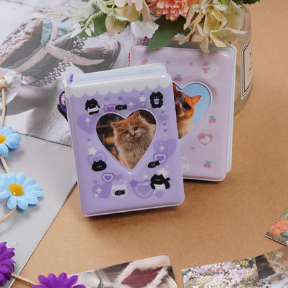 2 Pieces Photocard Binder Album, Mini Photo Album Kpop, 3 Inch Kpop Love Heart Hollow Photocard Binder, Mini Photo Card Book Holder for Collecting With Pendant DIY Keychian 40 Pockets