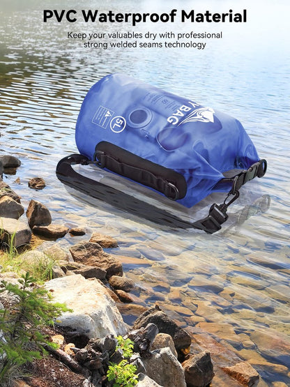 HEETA Dry Bag Waterproof for Women Men, Roll Top Lightweight Dry Storage Bag Backpack with Phone Case for Travel Swimming Boating Kayaking Paddle Board Camping Beach Accessories (Bluish Violet, 20L)