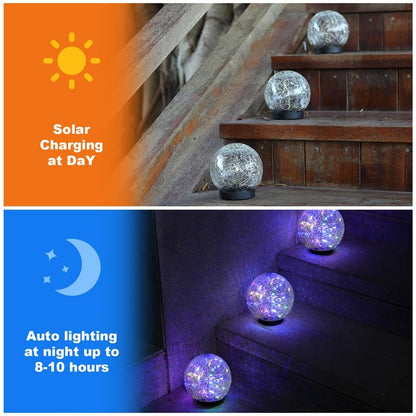 MLKNK Solar Globe Lights Outdoor Waterproof-Solar Balls-Solar Garden Lights-Orbs for Outside 2 Pack Cracked Glass Ball for Lawn Patio Yard Backyard Decorations
