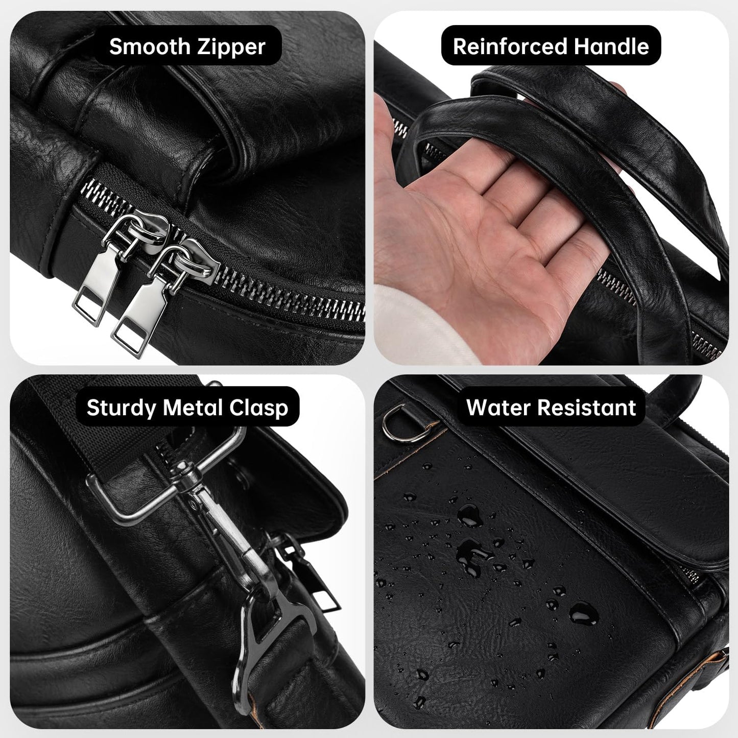 14 inch Laptop Leather Sleeve Bag for 2026-2021 14-inch MacBook Pro M5 A3427 A3434 M4 A3112 M3 A3401, 14" HP Dell Lenovo ASUS Acer Chromebook, Padded Travel Shoulder Accessory Case