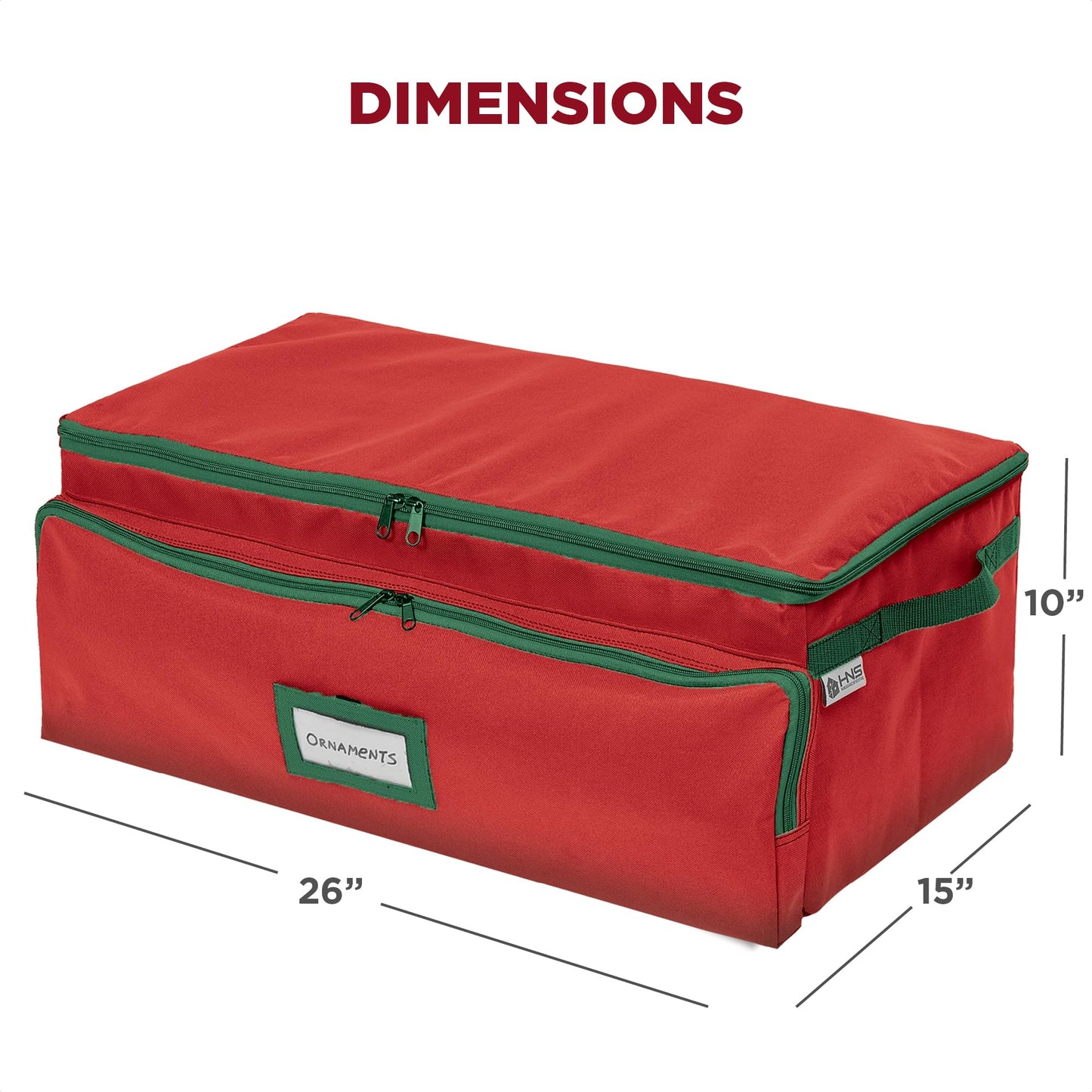 Premium Christmas Ornament Storage Box – Holds up to 72-3” Ornaments + 6 Side Slots for Figurines & Nutcrackers – Holiday Decoration Organizer – Durable 600D Red Canvas