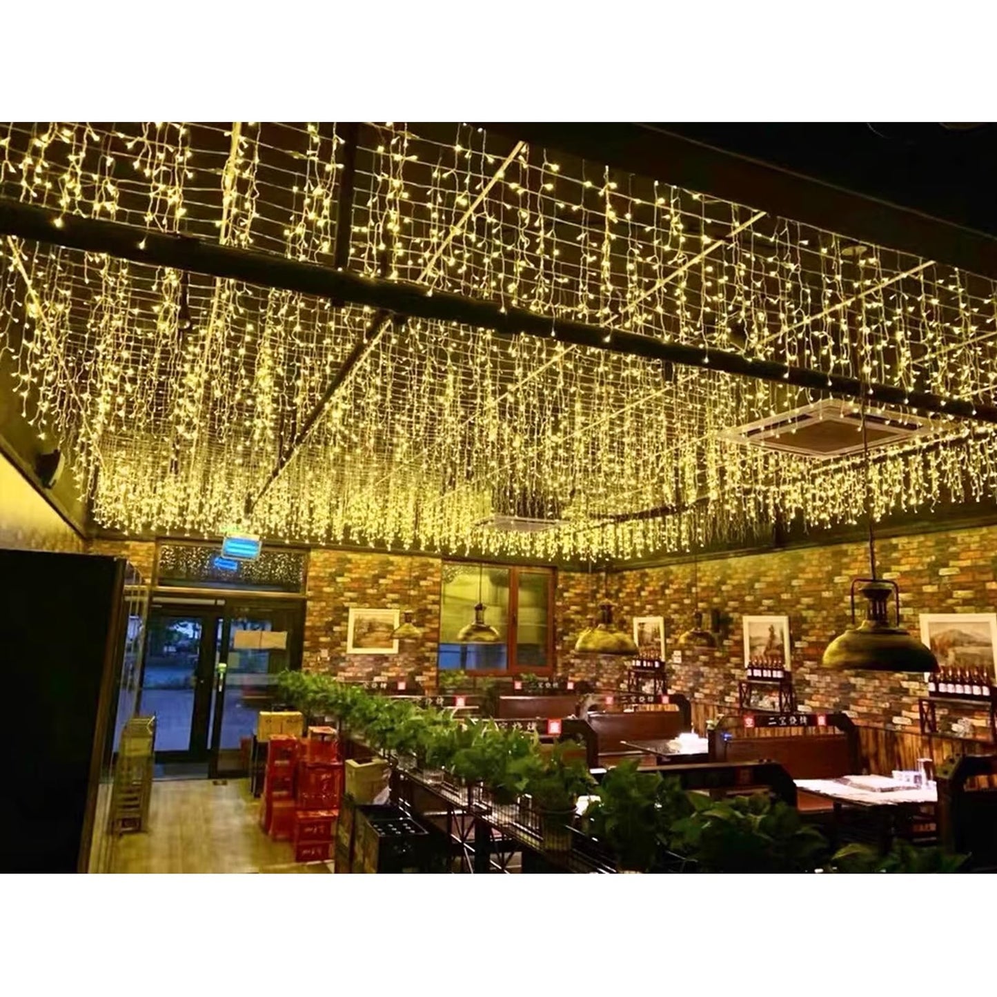 ZIMINGU Icicle Lights, 13 FT 96 LED 8 Modes, Christmas String Fairy Hanging Ceiling Twinkle Connectable Waterfall Lights for Indoor Eaves Balcony Holiday Outdoor Decor, Warm White, 4M