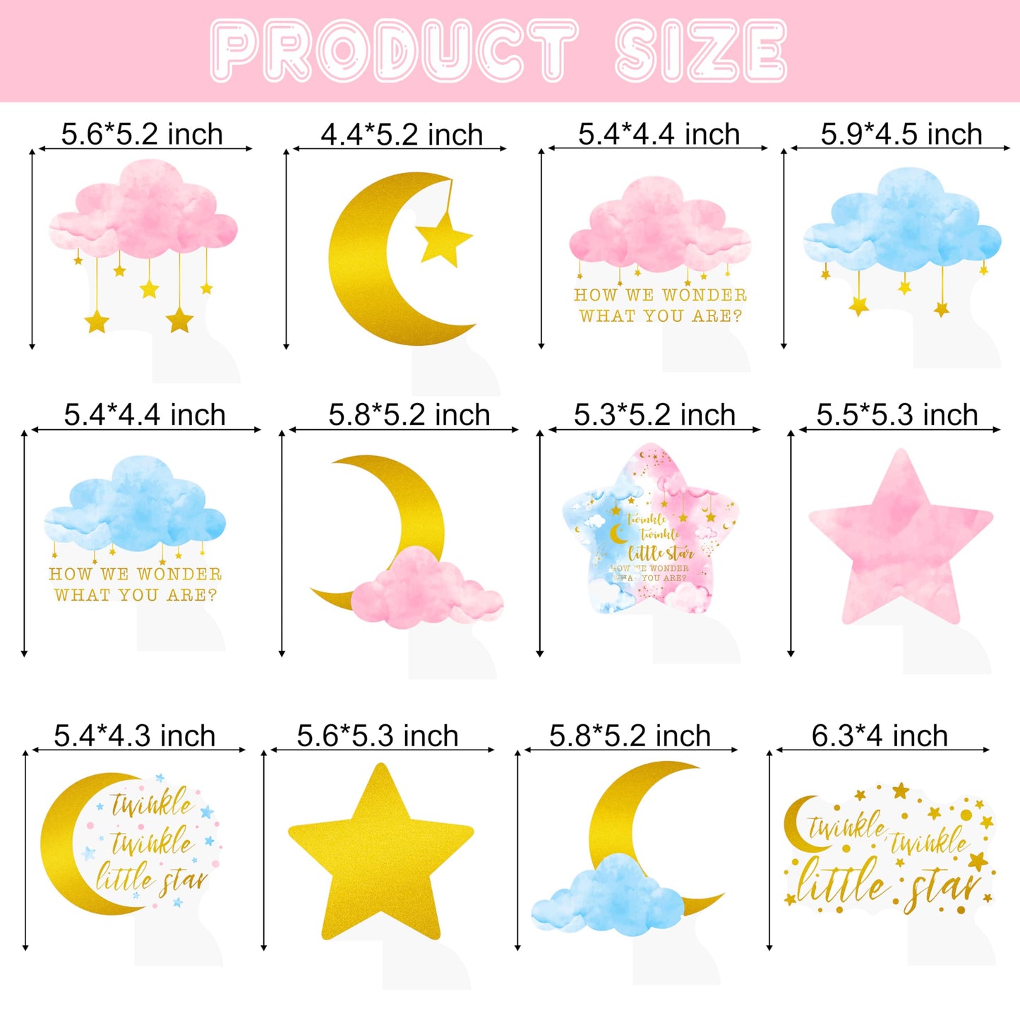 Twinkle Twinkle Little Star Gender Reveal Party Supplies Little Star Baby Shower Honeycomb Centerpieces 12PCS Pink and Blue Table Decorations Moon Cloud Centerpieces for Girls or Boys Birthday Decor
