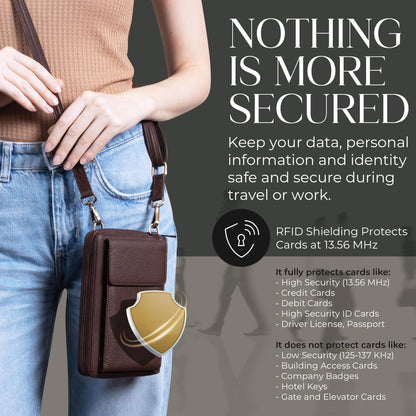 BULL GUARD Crossbody Leather Cell Phone Bag, Anti Theft and RFID Blocking