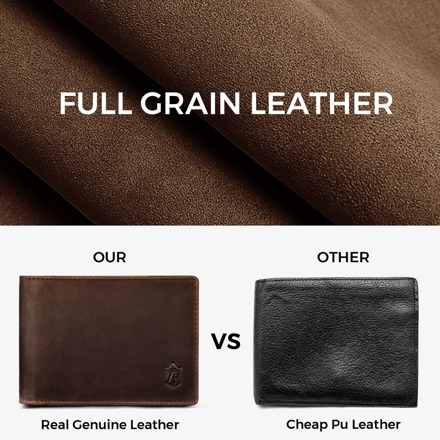 Zitahli wallets for men Genuine Leather Mens Wallet With 12 Card Slots, 2 ID Windows Bifold Rfid Blocking Gifts for Men